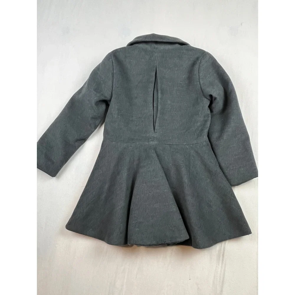 Garnet Hill Kids Grey Wool Blend Fit and Flare Coat Peter Pan Collar Size M 1165